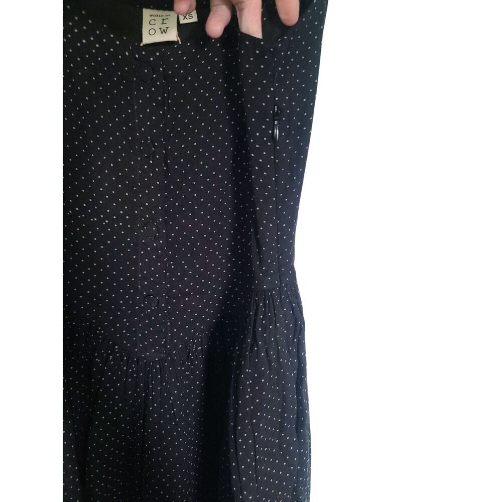 World of Crow Gathered Waist Polka-dot Cotton Midi Dress Size XS NWT - Picture 4 of 7